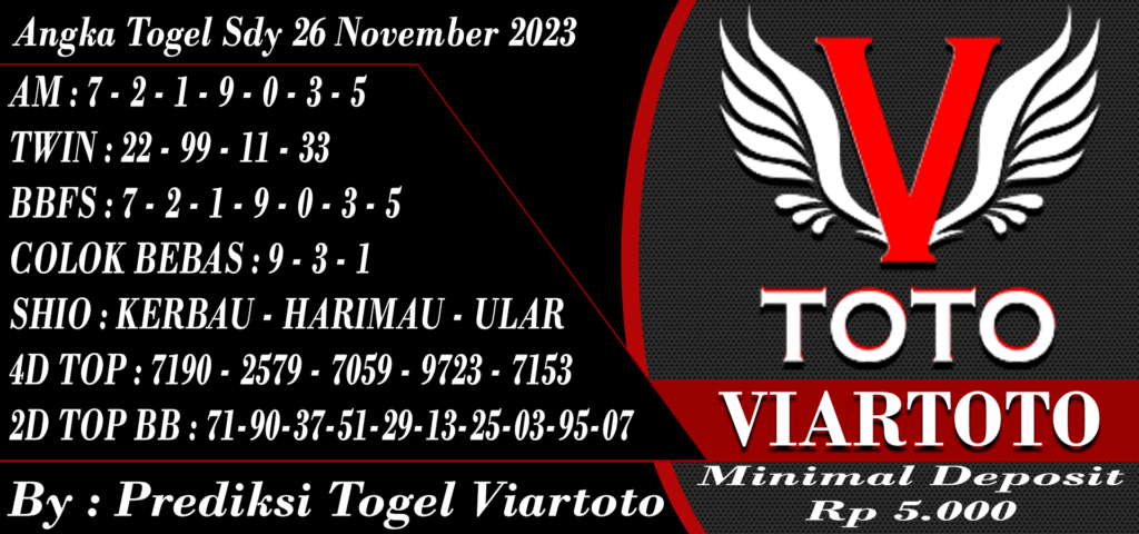 Angka Togel SDY Hari Ini 26 November 2023 Viartoto