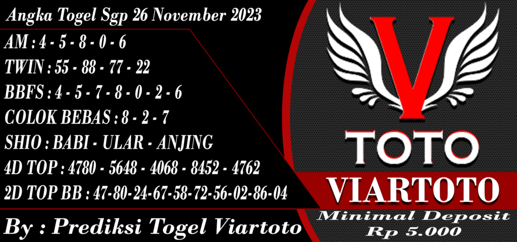 Angka Togel SGP Hari Ini 26 November 2023 Viartoto