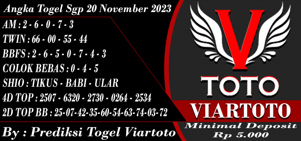 Angka Togel Sgp 20 November 2023 Viartoto